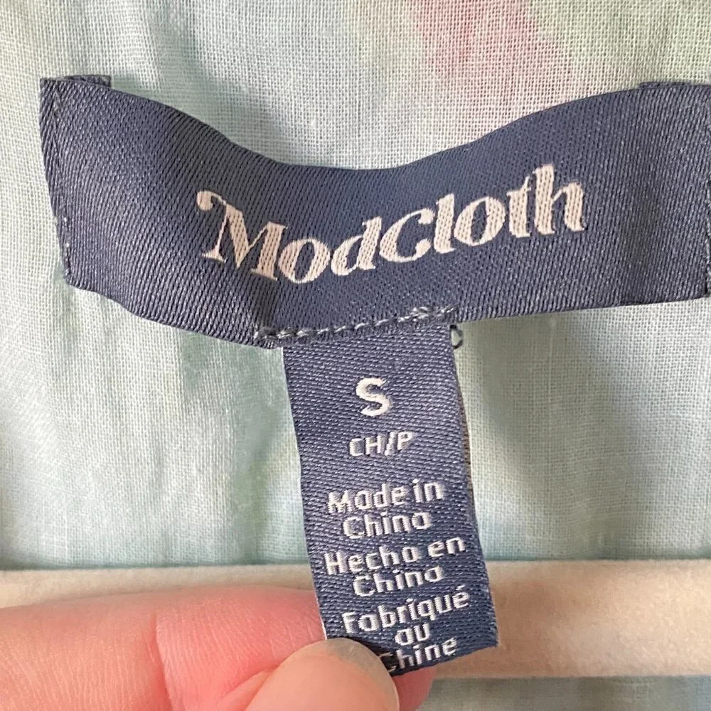 ModCloth Lift Your Wings Wrap Dress Sea Blue Floral - Picture 9 of 12